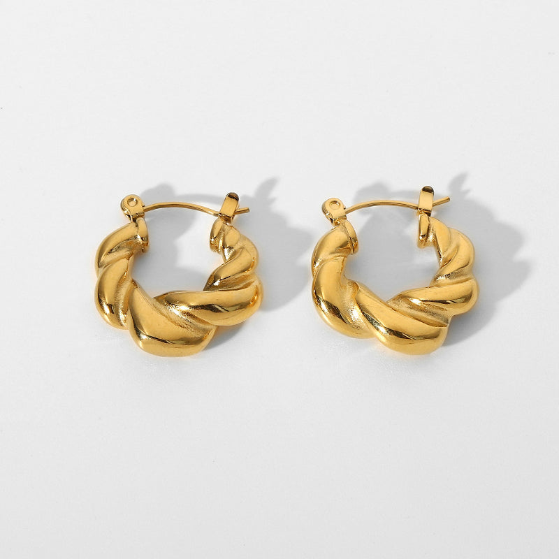 Glam Braided Coarse Hoop Earrings