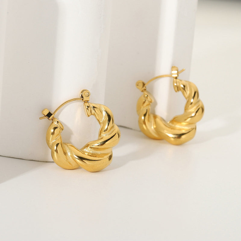 Glam Braided Coarse Hoop Earrings